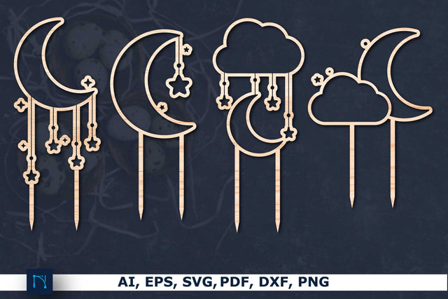 laser cut moon Plant Stakes SVG Bundle SVG MD JOYNAL ABDIN 