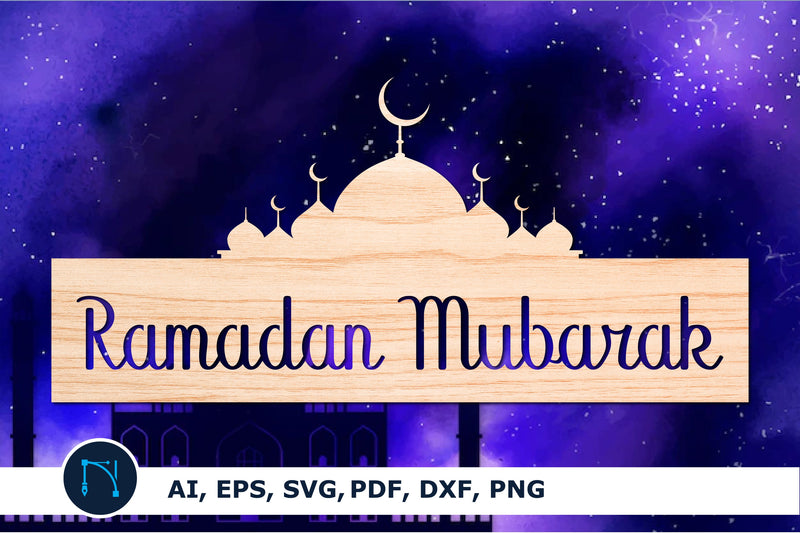 Laser-cut Moon Ramadan Mubarak sign SVG SVG MD JOYNAL ABDIN 
