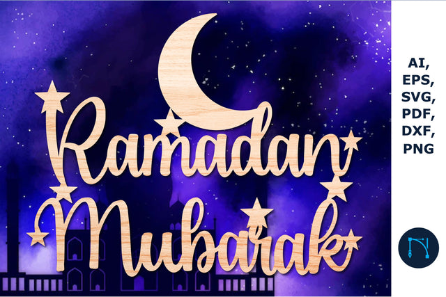 Laser-cut Moon Ramadan Mubarak sign SVG SVG MD JOYNAL ABDIN 