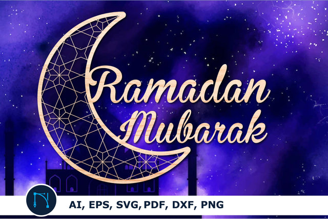 Laser-cut Moon Ramadan Mubarak sign SVG SVG MD JOYNAL ABDIN 