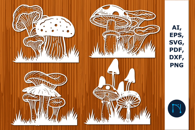 laser cut MUSHROOMS SCENE SVG bundle SVG MD JOYNAL ABDIN 