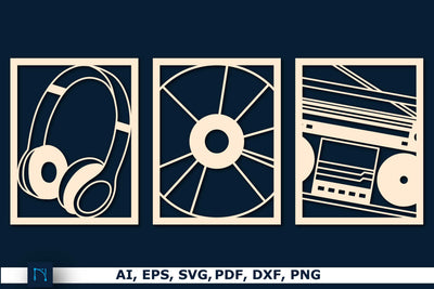 laser cut musical element decor SVG set SVG MD JOYNAL ABDIN 