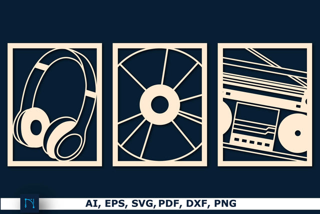 laser cut musical element decor SVG set SVG MD JOYNAL ABDIN 