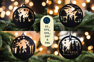 Laser Cut Nativity Christmas Ornament SVG Bundle SVG MD JOYNAL ABDIN 