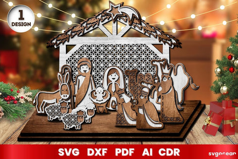 Laser Cut Nativity Scene SVG | 3D Layered | Glowforge SVG SvgOcean 