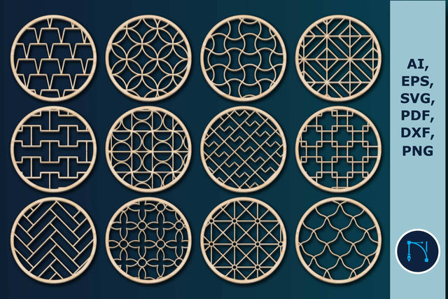 Laser-cut Pattern coasters Bundle SVG SVG MD JOYNAL ABDIN 