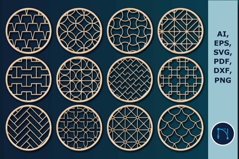 Laser-cut Pattern coasters Bundle SVG - So Fontsy