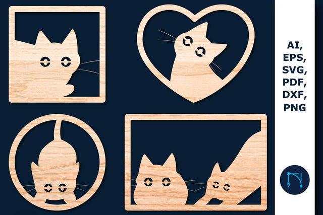laser cut Peeking Cat in Window Bundle SVG MD JOYNAL ABDIN 