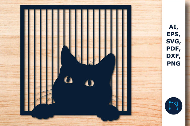 laser cut Peeking Cat in window SVG SVG MD JOYNAL ABDIN 