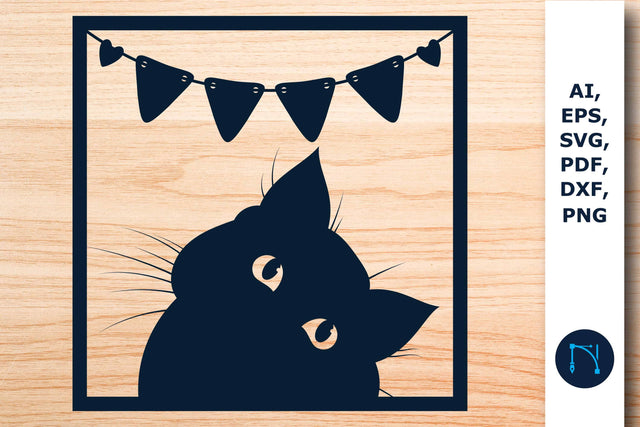 laser cut Peeking Cat in window SVG SVG MD JOYNAL ABDIN 