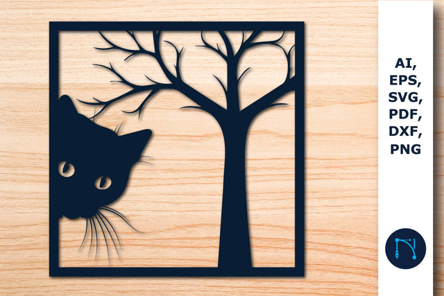 laser cut Peeking Cat in window SVG SVG MD JOYNAL ABDIN 