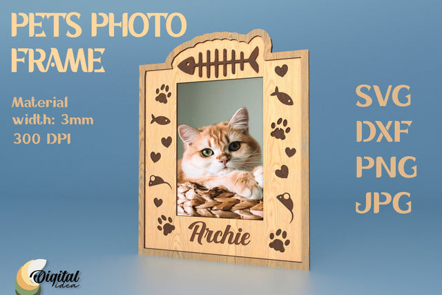 Laser Cut Photo Frame. 3D Laser Cut Photo Frame. Pets Photo Frame SVG Evgenyia Guschina 