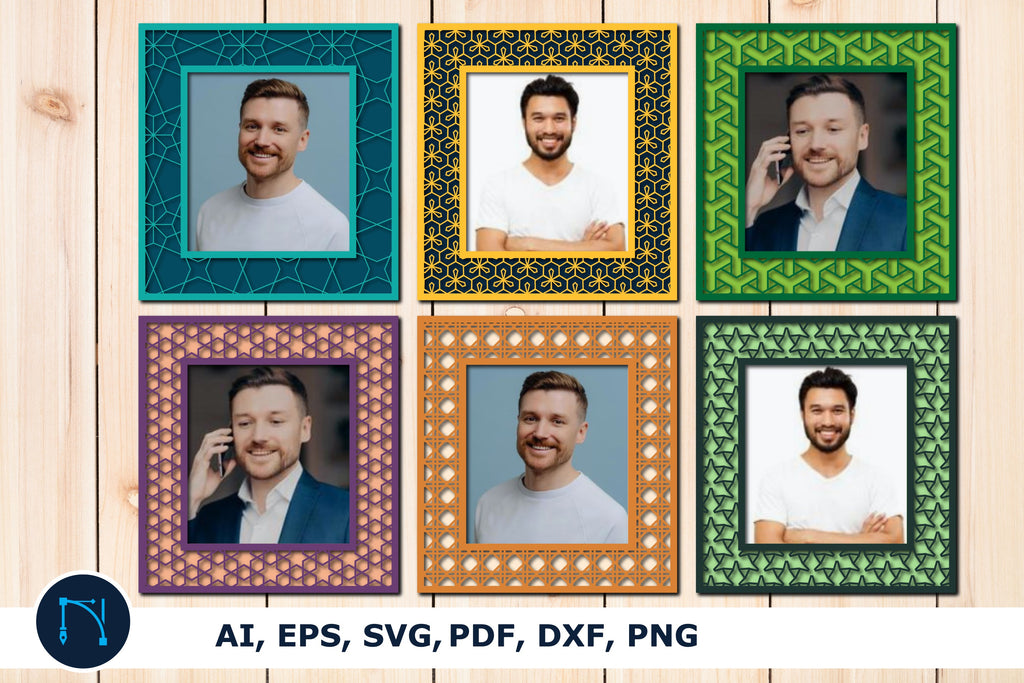 laser cut photo frame pattern SVG bundle - So Fontsy