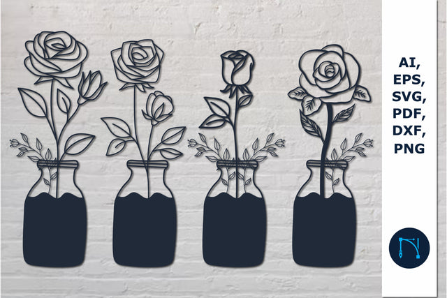 laser cut rose in Vase Wall Art bundle SVG SVG MD JOYNAL ABDIN 