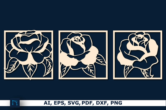Laser cut Rose Wall Decor Bundle SVG MD JOYNAL ABDIN 