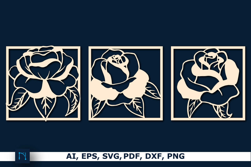 Laser cut Rose Wall Decor Bundle SVG MD JOYNAL ABDIN 