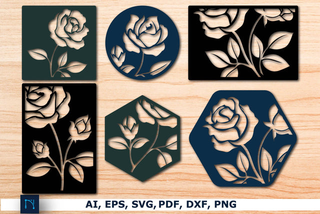 Laser-cut Rose wall decor SVG Bundle SVG MD JOYNAL ABDIN 