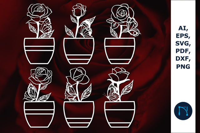 laser cut rose with pot SVG Bundle SVG MD JOYNAL ABDIN 