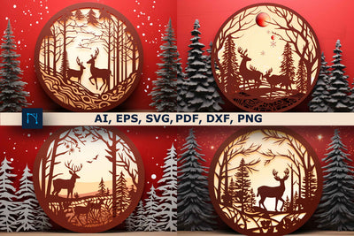 Laser Cut Round Christmas Decor SVG Bundle SVG MD JOYNAL ABDIN 