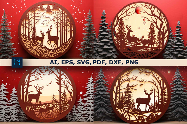 Laser Cut Round Christmas Decor SVG Bundle SVG MD JOYNAL ABDIN 