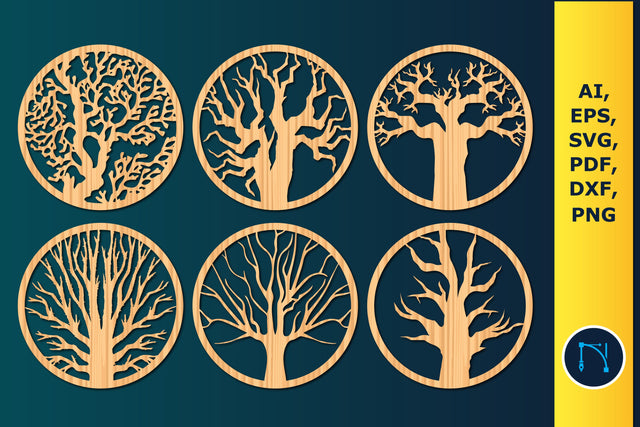 laser cut round Tree decor SVG bundle SVG MD JOYNAL ABDIN 