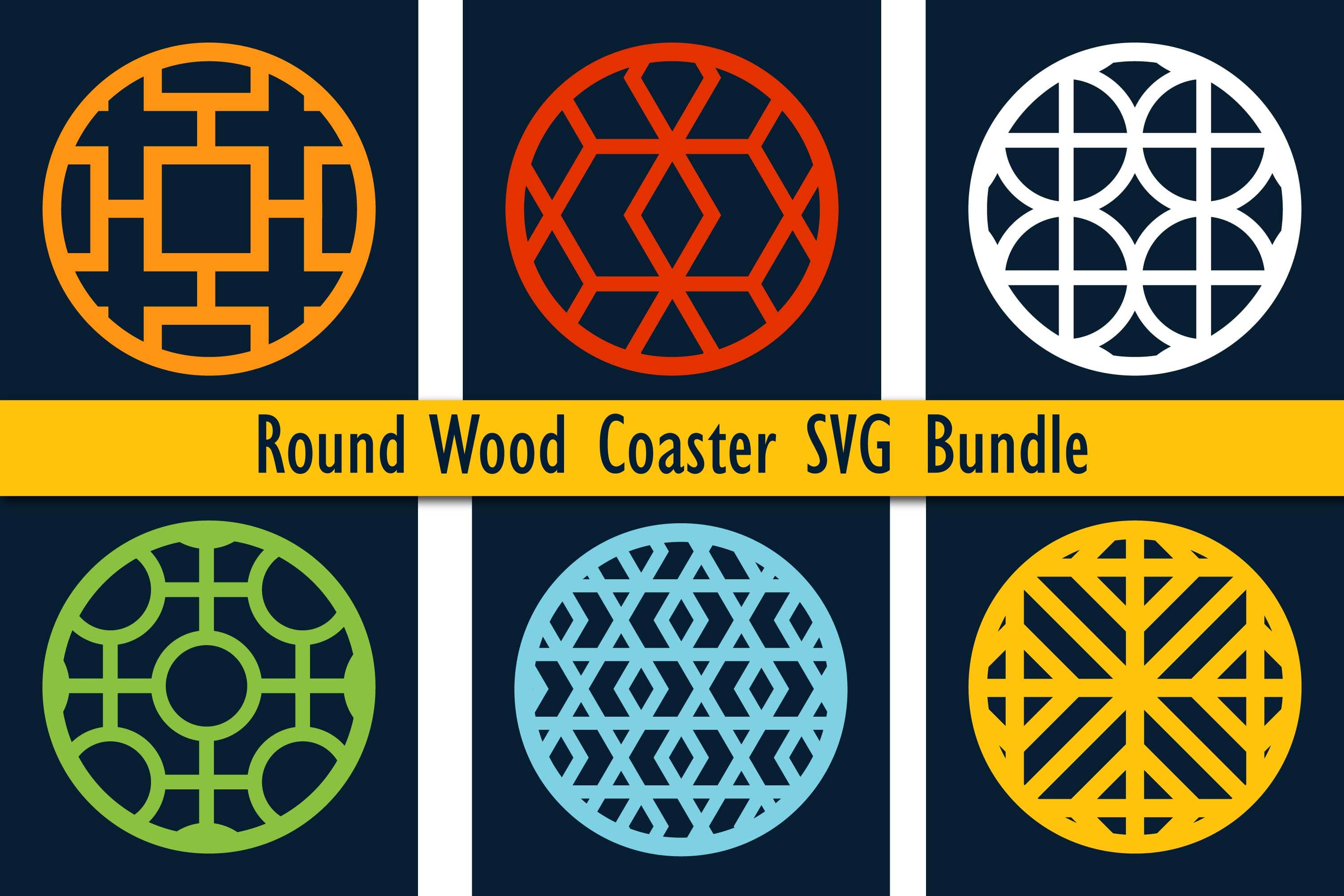 Laser cut Round Wood Coaster SVG Bundle So Fontsy