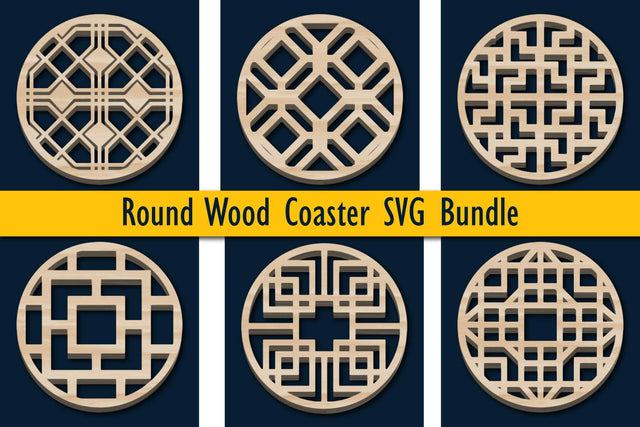 Laser-cut Round Wood Coaster SVG Bundle SVG MD JOYNAL ABDIN 