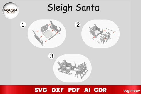 Laser Cut Santa Claus Sleigh SVG | 3D Layered | Glowforge SVG SvgOcean 