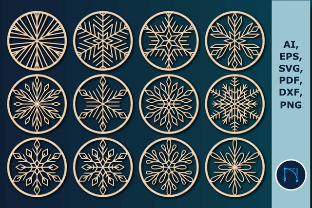 Laser-cut Snowflake coasters Bundle SVG SVG MD JOYNAL ABDIN 