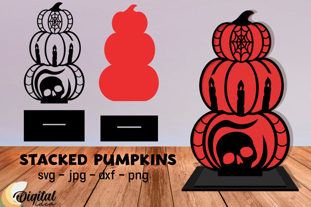 Laser Cut Stacked Pumpkin Halloween. Halloween set SVG. SVG Evgenyia Guschina 