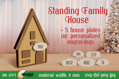 Laser Cut. Standing Family House. House Stands Laser Cut SVG Evgenyia Guschina 