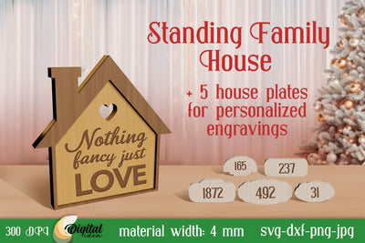 Laser Cut. Standing Family House. House Stands Laser Cut SVG Evgenyia Guschina 
