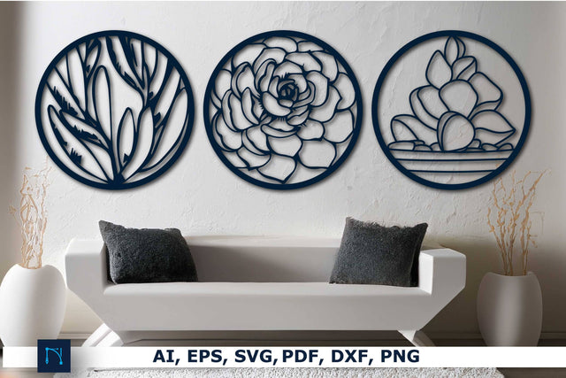Laser-cut succulent Wall Decor SVG Bundle SVG MD JOYNAL ABDIN 