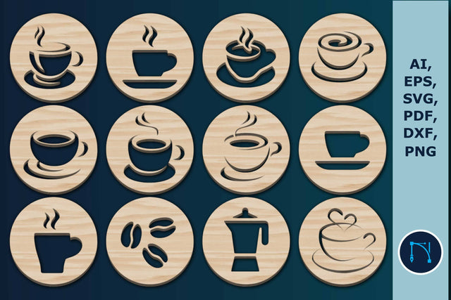 Laser-cut tea/coffee coasters Bundle SVG SVG MD JOYNAL ABDIN 