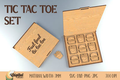 Laser Cut Tic Tac Toe. 3D Engraving Designs. Food Silhouette Laser Cut SVG Evgenyia Guschina 