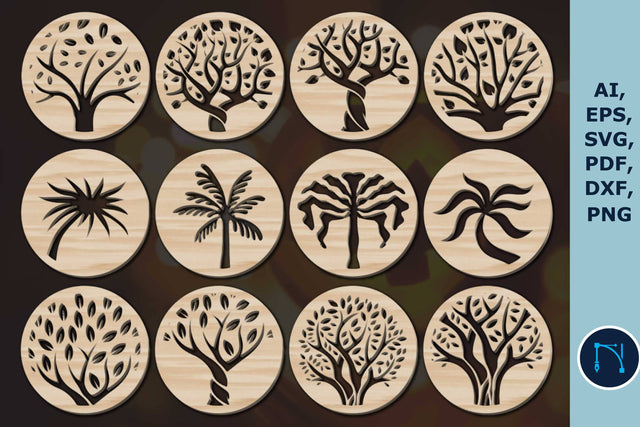 Laser Cut Tree Coaster Grill Trivet SVG Bundle SVG MD JOYNAL ABDIN 