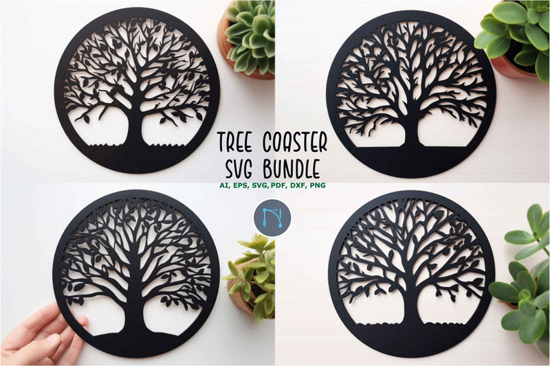 Laser Cut Tree Coaster SVG Bundle SVG MD JOYNAL ABDIN 
