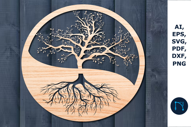 Laser Cut Tree of Life Round Decor SVG - So Fontsy