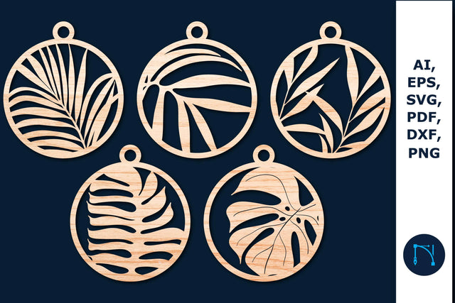 Laser cut tropical leaf Keychain SVG Bundle SVG MD JOYNAL ABDIN 