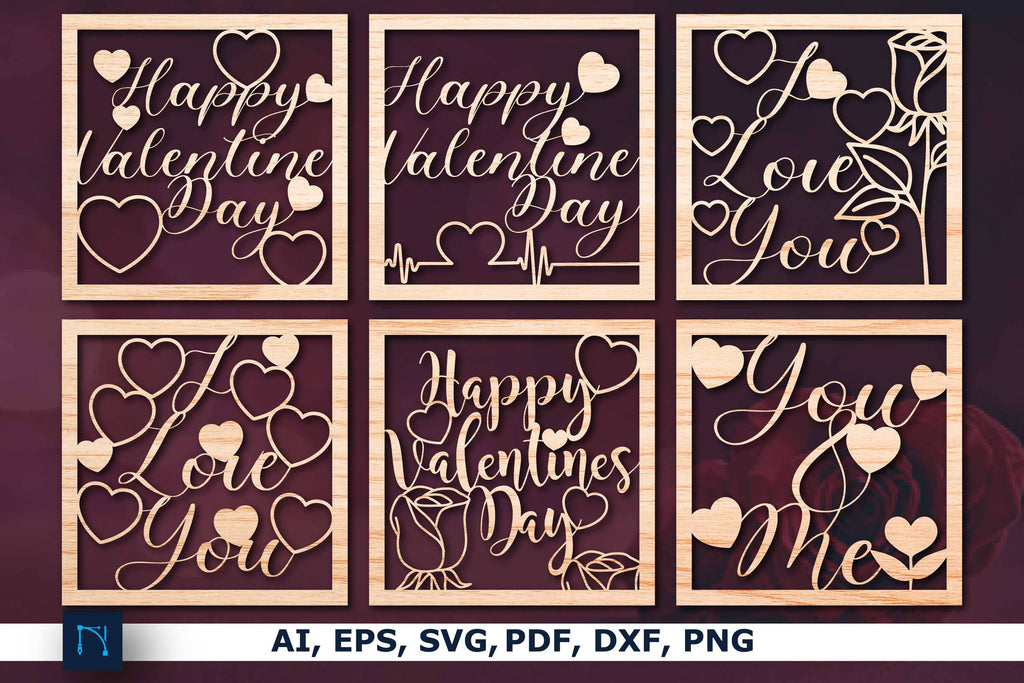 Laser cut Valentine Decor SVG Bundle - So Fontsy
