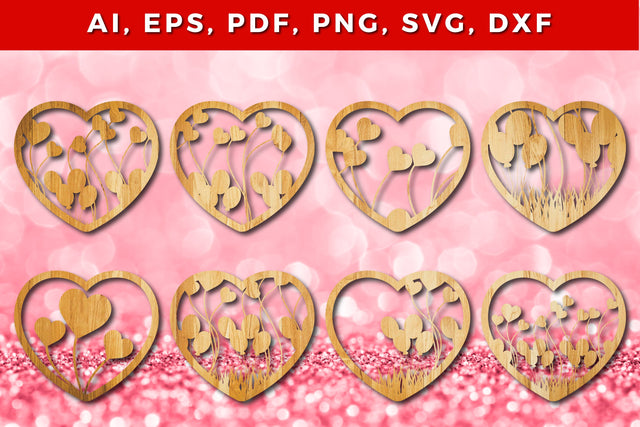 laser cut valentine heart decor bundle SVG MD JOYNAL ABDIN 