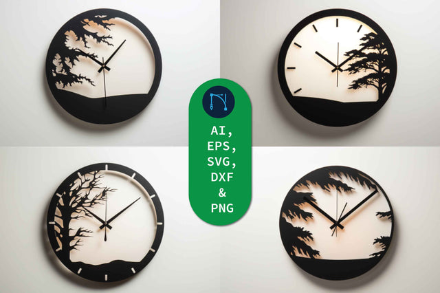 Laser Cut Wall Clock Decor SVG Bundle SVG MD JOYNAL ABDIN 