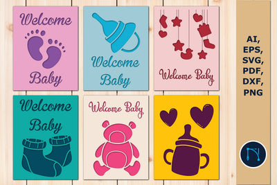 laser cut Welcome Baby card SVG bundle SVG MD JOYNAL ABDIN 