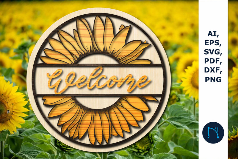 laser cut Welcome Sunflower Round SVG SVG MD JOYNAL ABDIN 