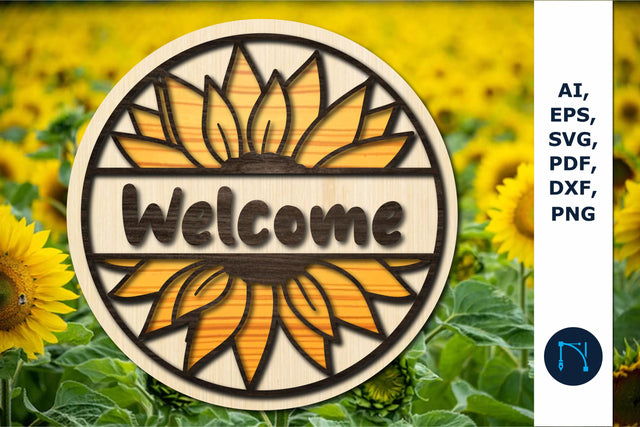 laser cut Welcome Sunflower Round SVG SVG MD JOYNAL ABDIN 
