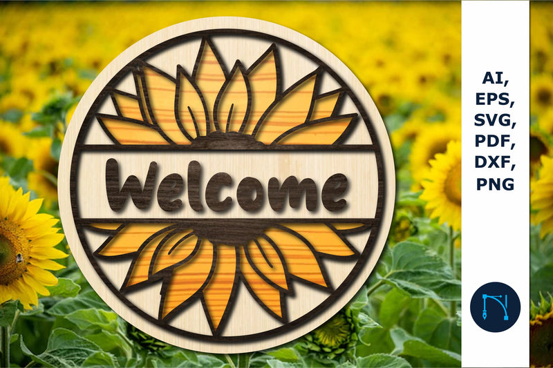 laser cut Welcome Sunflower Round SVG SVG MD JOYNAL ABDIN 