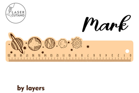 Wooden School supplies ruler Laser cut vector template diy