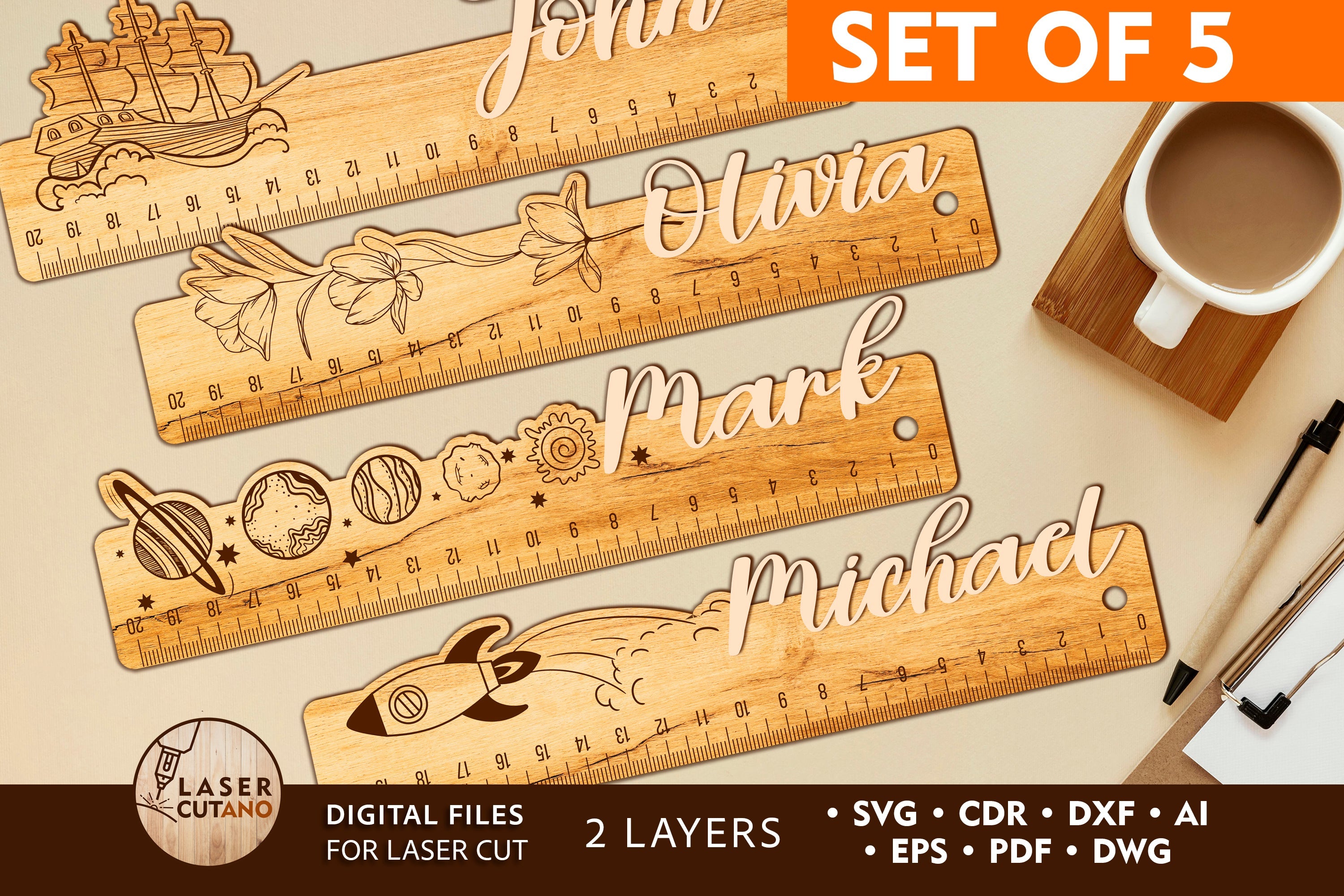 Laser Cutting Ruler / Back to School 299 Graphic by atacanwoodbox ·  Creative Fabrica
