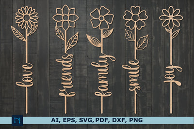 laser cut Word Flowers SVG cut bundle SVG MD JOYNAL ABDIN 