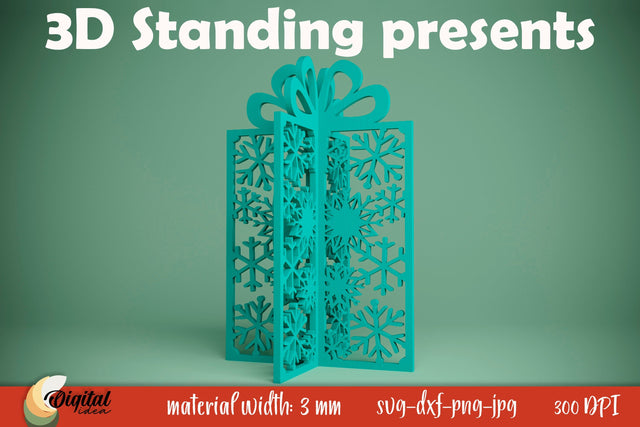 Laser Snowflake. 3D Standing Present. Christmas Gift Laser SVG Evgenyia Guschina 